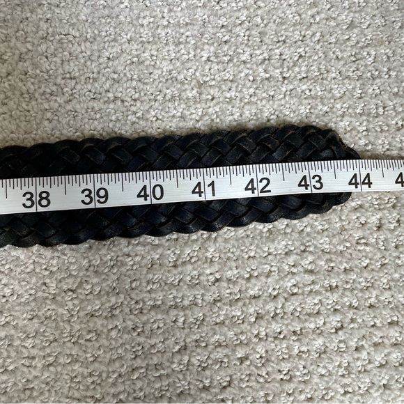 Vintage Dk Brown Braided Woven Concha's Stones Substantial Hardware Leather Belt - Picture 13 of 15